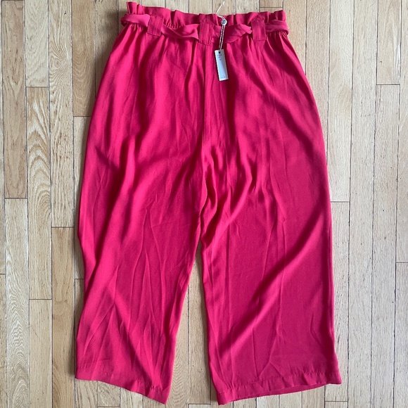 Brand New Women's Max Studio Red Paperbag Waist Pants - Picture 10 of 14